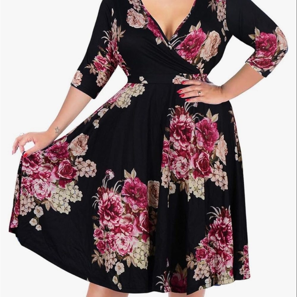 Elegant Floral Long Sleeve Dress